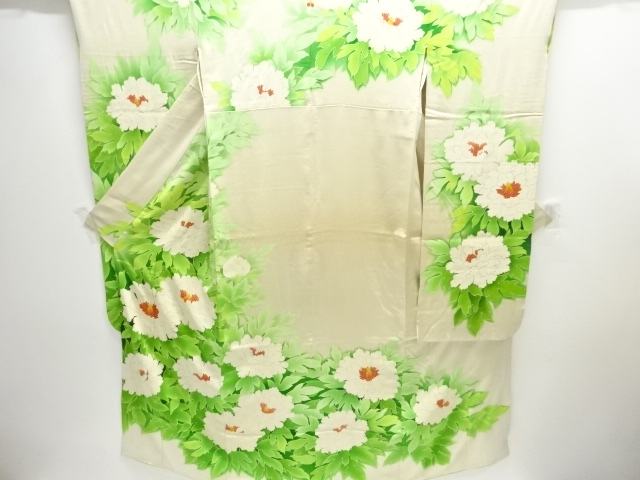 アンティーク　牡丹模様一つ紋振袖